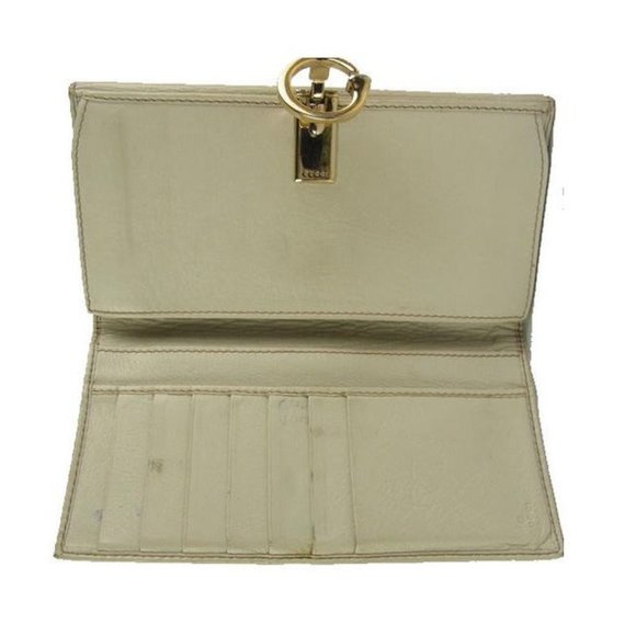 Gucci White Leather With Gold G Hinge Closure Vintage Wallet - Picture 8 of 8